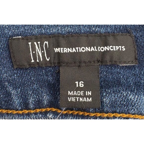 Inc International Concepts Denim Button Side Mini Skirt Women's Size 16 - Picture 2 of 5